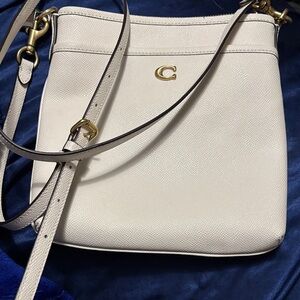 Coach Cream Crossbody Bag with Gold Accents